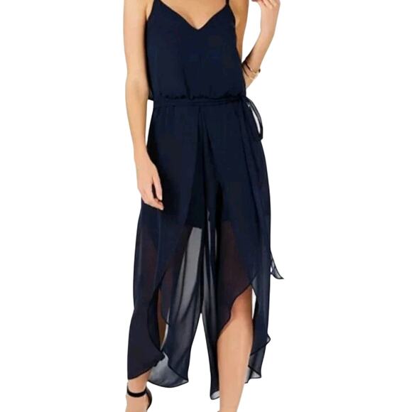 Vince Camuto‎ Sleeveless Chiffon Crop Jumpsuit in Navy Size 2 - Picture 3 of 10